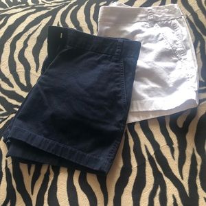 Bundle of two J Crew chino shorts, navy and white